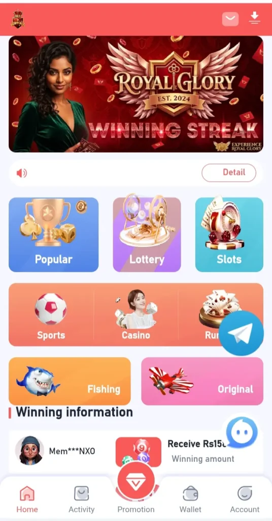 Royalglory Game App