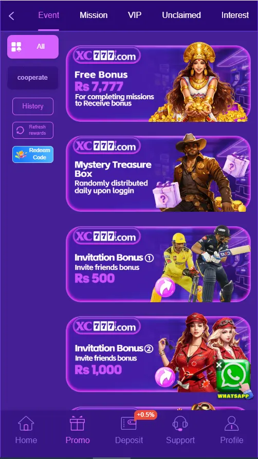 777XC Game Bonuses