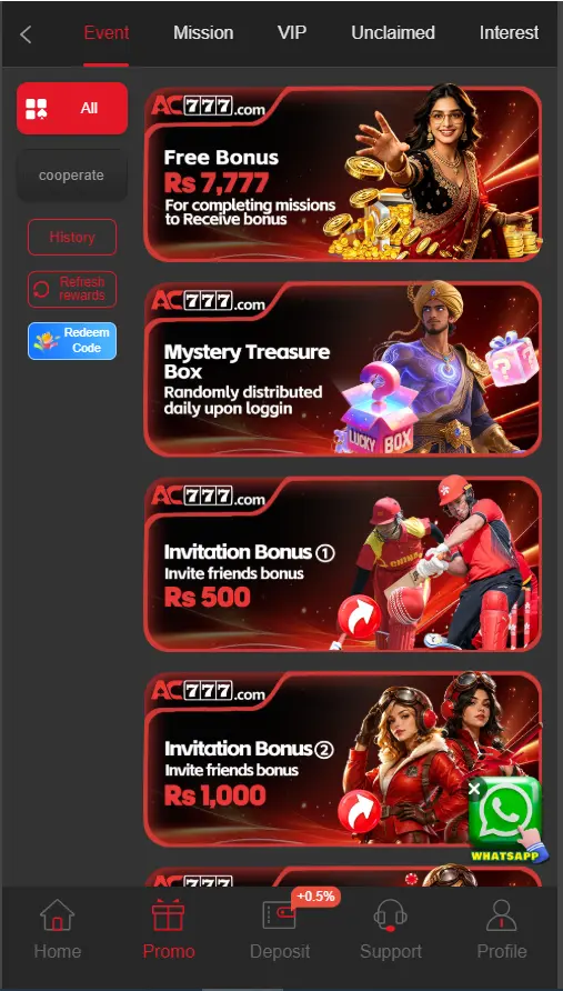 AC777 Game Bonuses