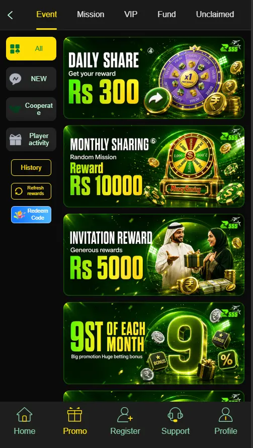 Z555 Game Bonuses