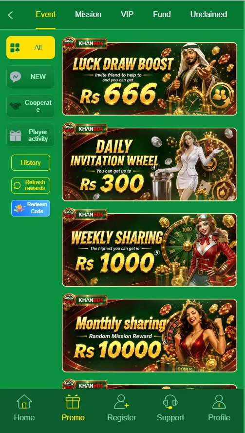 Khan 804 game rewards section
